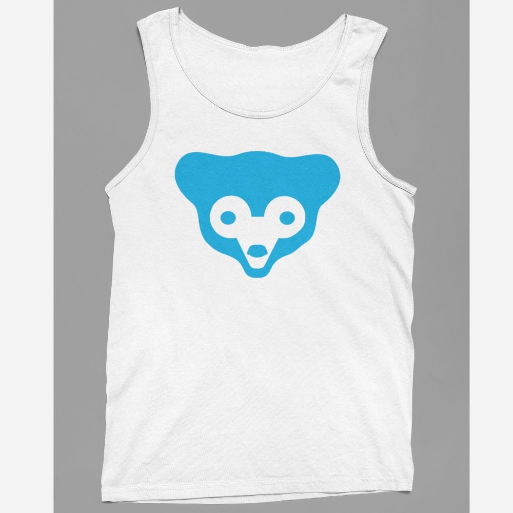 NEW Chicago Cubs 1972 Bear Head Retro Logo Tank Top WHITE